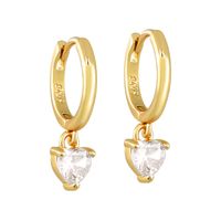 1 Pair Sweet Shiny Heart Shape Inlay Copper Zircon Drop Earrings sku image 1