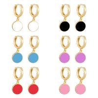 1 Paire Style IG Style Simple Rond Émail Le Cuivre Boucles D'oreilles main image 5