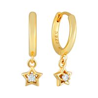 1 Pair Simple Style Shiny Star Inlay Copper Zircon Drop Earrings sku image 1