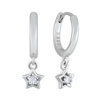 1 Pair Simple Style Shiny Star Inlay Copper Zircon Drop Earrings sku image 2
