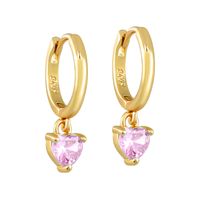 1 Pair Sweet Shiny Heart Shape Inlay Copper Zircon Drop Earrings sku image 4