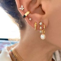1 Pair IG Style Shiny Round Inlay Copper Zircon Drop Earrings main image 3