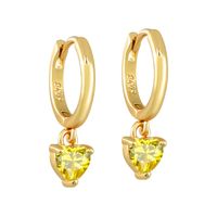 1 Pair Sweet Shiny Heart Shape Inlay Copper Zircon Drop Earrings sku image 5