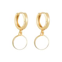 1 Pair IG Style Simple Style Round Enamel Copper Drop Earrings sku image 1