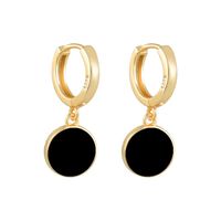 1 Pair IG Style Simple Style Round Enamel Copper Drop Earrings sku image 2