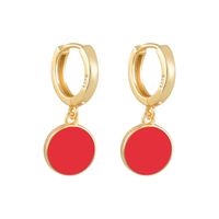 1 Pair IG Style Simple Style Round Enamel Copper Drop Earrings sku image 5