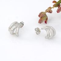 1 Pair Simple Style Classic Style Commute C Shape Paw Print Solid Color 304 Stainless Steel 18K Gold Plated Earrings main image 4