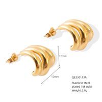 1 Pair Simple Style Classic Style Commute C Shape Paw Print Solid Color 304 Stainless Steel 18K Gold Plated Earrings sku image 2