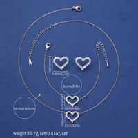 Copper Basic Modern Style Classic Style Plating Inlay Geometric Heart Shape Rhinestones Jewelry Set main image 2