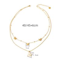 Titanium Steel Casual Simple Style Plating Hollow Out Inlay Devil's Eye Shell Zircon Double Layer Necklaces main image 2