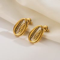 1 Pair Simple Style Commute Solid Color Hollow Out 304 Stainless Steel 14K Gold Plated Ear Studs main image 6