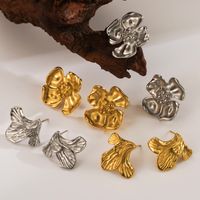 1 Par Estilo Vintage Dulce Hoja Flor Pétalo Acero Inoxidable 304 Chapados en oro de 18k Pendientes main image 1