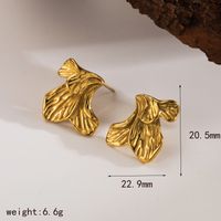 1 Pair Vintage Style Sweet Leaf Flower Petal 304 Stainless Steel 18K Gold Plated Ear Studs sku image 4