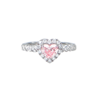 Piedra Principal De Diamante Rosa Con Incrustaciones En Forma De Corazón, Piedra Auxiliar 0.375CT, Peso Neto 2,70G 2,58G sku image 1