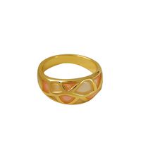 Copper 18K Gold Plated IG Style Y2K Plating Lattice Copper Wide Band Rings main image 5
