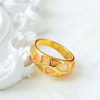 Copper 18K Gold Plated IG Style Y2K Plating Lattice Copper Wide Band Rings main image 2