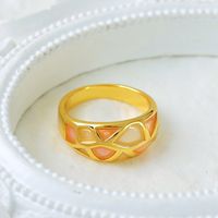 Copper 18K Gold Plated IG Style Y2K Plating Lattice Copper Wide Band Rings main image 3