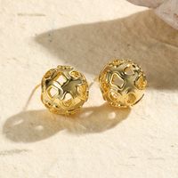 1 Pair Vintage Style Simple Style Classic Style Solid Color Plating Copper Brass White Gold Plated Gold Plated Ear Studs main image 1