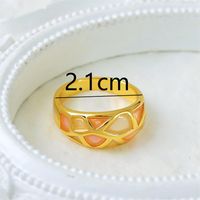 Copper 18K Gold Plated IG Style Y2K Plating Lattice Copper Wide Band Rings sku image 1