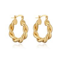 1 Pair Elegant Streetwear Solid Color Plating Copper Gold Plated Hoop Earrings main image 4