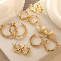 1 Pair Elegant Streetwear Solid Color Plating Copper Gold Plated Hoop Earrings main image 1