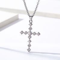 IG Style Gothic Cool Style Cross Rhombus 304 Stainless Steel Inlay Rhinestones Men's Pendant Necklace main image 3