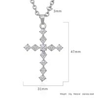 IG Style Gothic Cool Style Cross Rhombus 304 Stainless Steel Inlay Rhinestones Men's Pendant Necklace main image 2