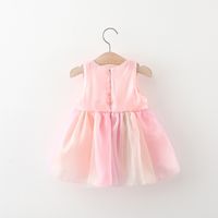 Cute Solid Color Bow Knot Cotton Girls Dresses main image 4