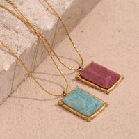 304 Stainless Steel 18K Gold Plated Basic Simple Style Classic Style Plating Square Pendant Necklace main image 1