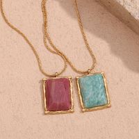 304 Stainless Steel 18K Gold Plated Basic Simple Style Classic Style Plating Square Pendant Necklace main image 3