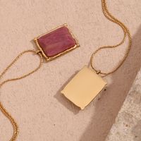 304 Stainless Steel 18K Gold Plated Basic Simple Style Classic Style Plating Square Pendant Necklace main image 5