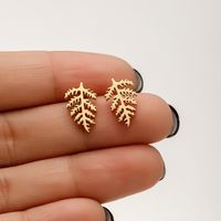 1 Pair IG Style French Style Korean Style Leaves Deer Polishing Plating 304 Stainless Steel 18K Gold Plated Ear Studs sku image 10
