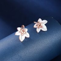 1 Pair IG Style Lady French Style Flower Inlay Copper Shell Rose Gold Plated Ear Studs main image 4