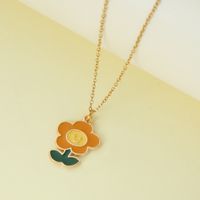 Wholesale Jewelry Cute Flower Alloy Alloy Enamel Pendant Necklace sku image 1