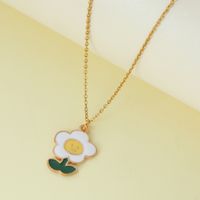 Wholesale Jewelry Cute Flower Alloy Alloy Enamel Pendant Necklace sku image 2