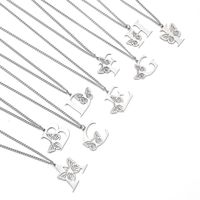 201 Stainless Steel IG Style Hip-Hop Letter Butterfly Pendant Necklace main image 3