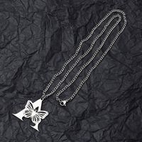 201 Stainless Steel IG Style Hip-Hop Letter Butterfly Pendant Necklace main image 4