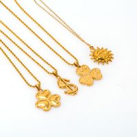 304 Stainless Steel 18K Gold Plated Basic Modern Style Classic Style Sun Solid Color Dollar Pendant Necklace main image 3