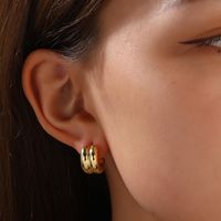 1 Pair Simple Style Commute C Shape Semicircle Plating Copper Brass White Gold Plated Gold Plated Earrings main image 6