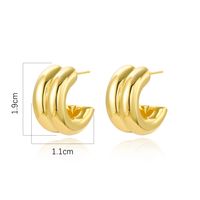 1 Pair Simple Style Commute C Shape Semicircle Plating Copper Brass White Gold Plated Gold Plated Earrings main image 2