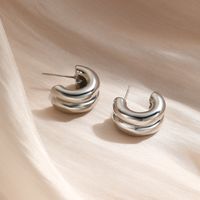 1 Pair Simple Style Commute C Shape Semicircle Plating Copper Brass White Gold Plated Gold Plated Earrings main image 5