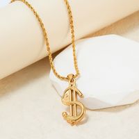 304 Stainless Steel 18K Gold Plated Basic Modern Style Classic Style Sun Solid Color Dollar Pendant Necklace main image 5