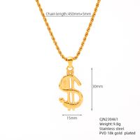 304 Stainless Steel 18K Gold Plated Basic Modern Style Classic Style Sun Solid Color Dollar Pendant Necklace sku image 2