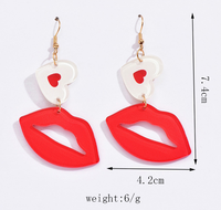 1 Pair Lady Sweet Geometric Lips Heart Shape Polishing Arylic Resin Drop Earrings sku image 1