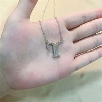 Wholesale Elegant Shiny Letter 304 Stainless Steel Copper Three-dimensional Inlay K Gold Plated Zircon Pendant Necklace main image 10