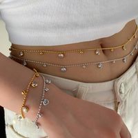 304 Stainless Steel 16K Gold Plated White Gold Plated Gold Plated Lady Vacation Streetwear Inlay Geometric Zircon Bracelets Waist Chain Necklace main image 1