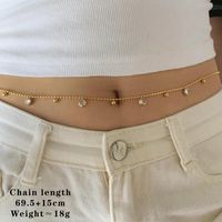 304 Stainless Steel 16K Gold Plated White Gold Plated Gold Plated Lady Vacation Streetwear Inlay Geometric Zircon Bracelets Waist Chain Necklace main image 3