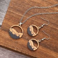 Vintage Style Classic Style Geometric Round Wood Women's Earrings Necklace main image 1