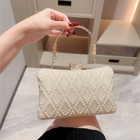 Women's Small Polyester Solid Color Elegant Classic Style Beading Lock Clasp Evening Bag sku image 1
