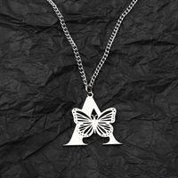 201 Stainless Steel IG Style Hip-Hop Letter Butterfly Pendant Necklace sku image 1